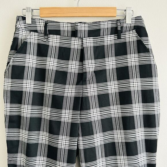 Hot Topic Black + White Plaid Pants Elastic Size L Corporate Goth Punk Skate - Picture 2 of 12